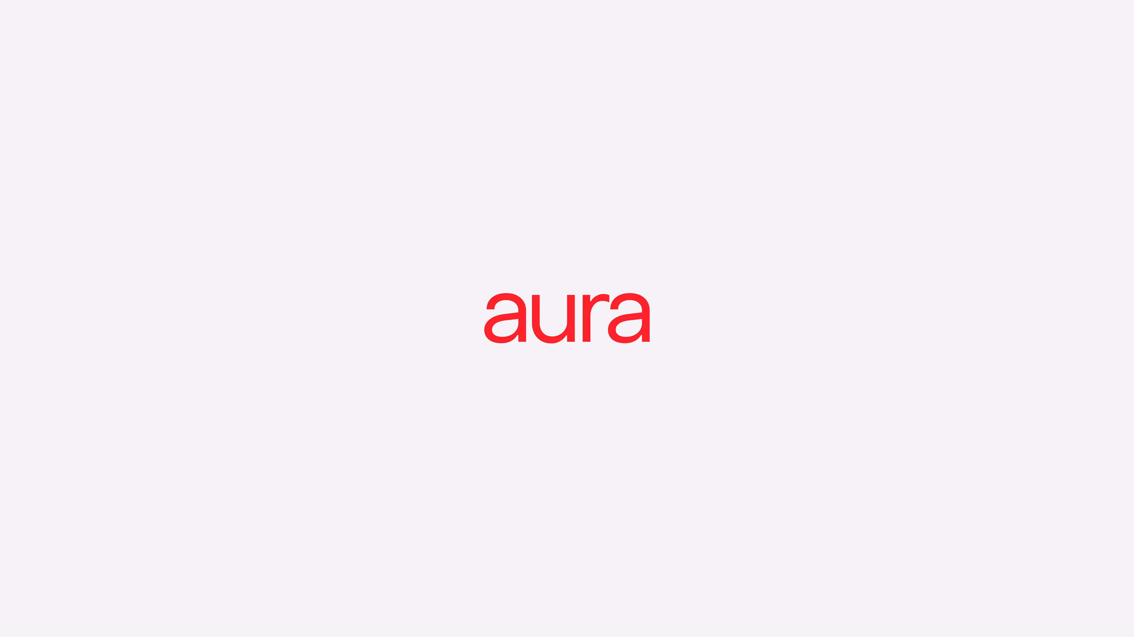 Aura — Red logotype on light gray background